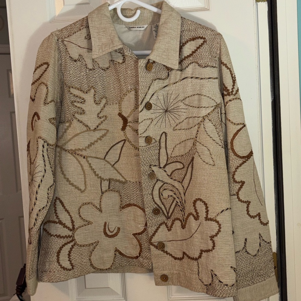 Laura Ashley Beige and Brown Floral Blazer